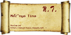 Mánya Tina névjegykártya